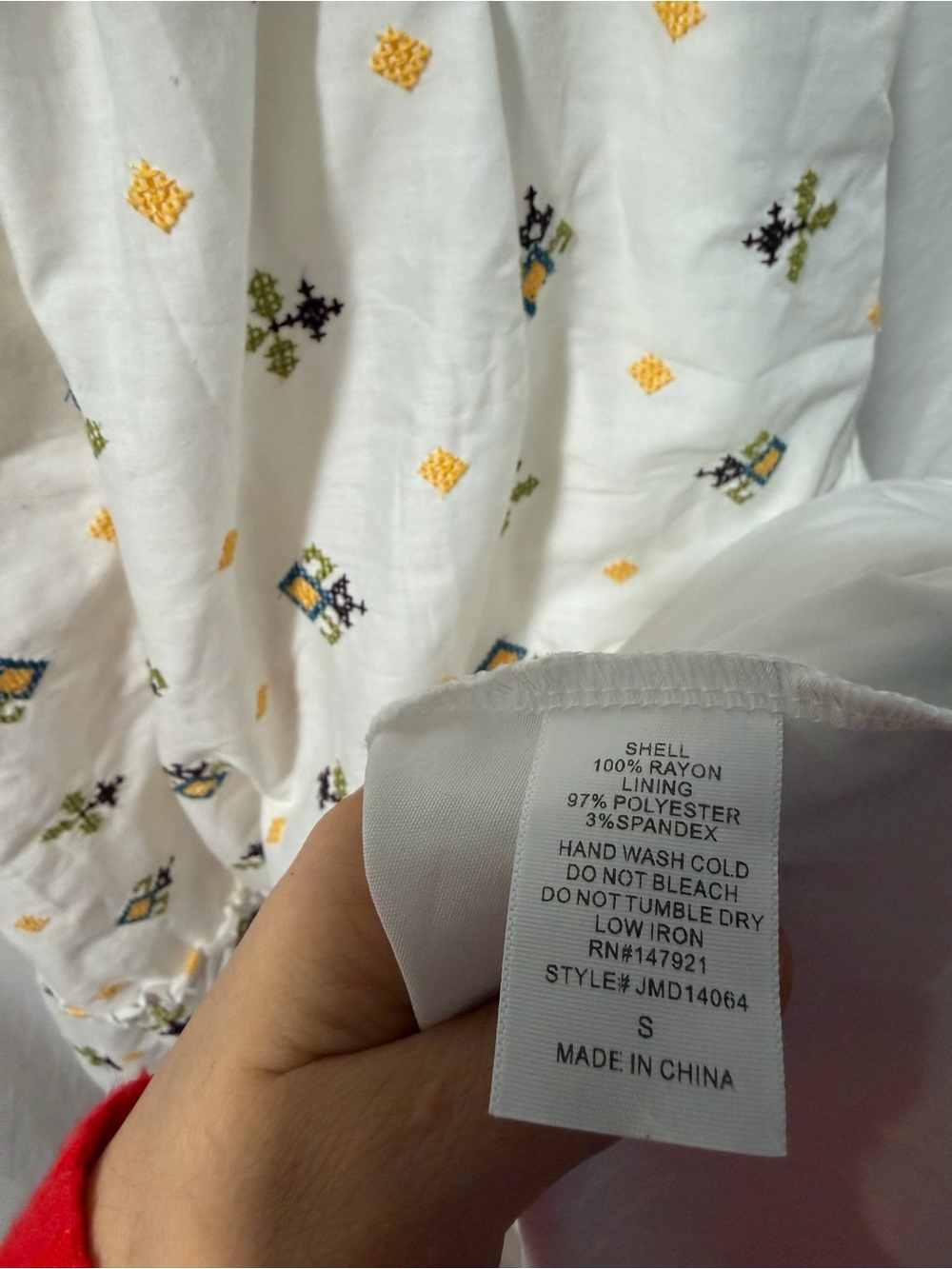 Just Me White Smocked Top with Elasticized Detail - Picture 3 of 3